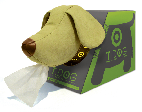 《luft》T. Dog 圓筒衛生紙座(黑絨毛)-